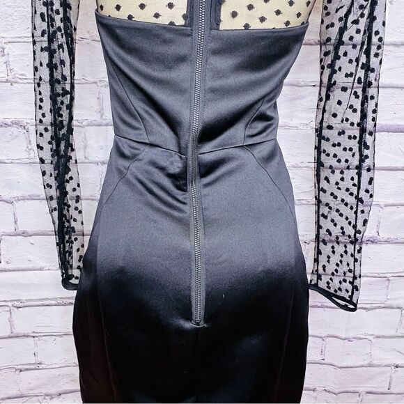 Milly of New York Illusion-Sleeve Satin Sheath Dress size 4 - Picture 10 of 16